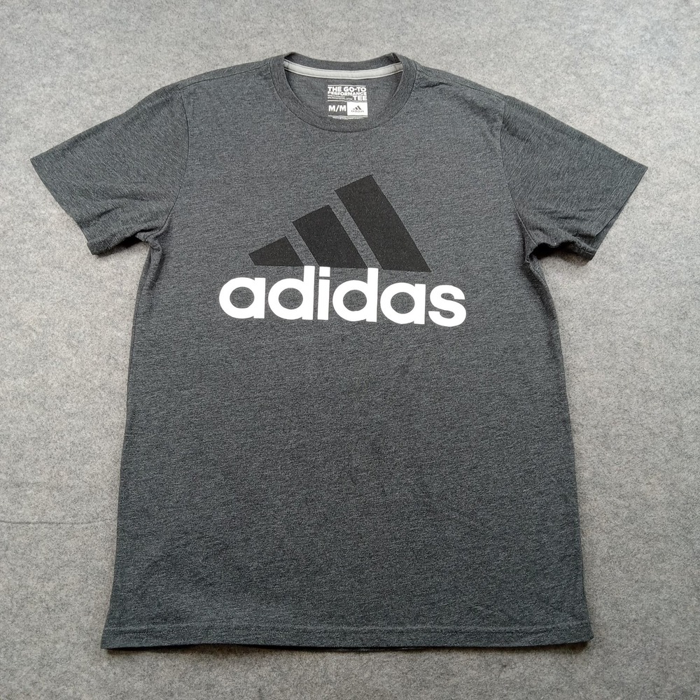 Adidas Shirt Mens Medium Gray Climalite Go-To Performance Tee Athletic Top